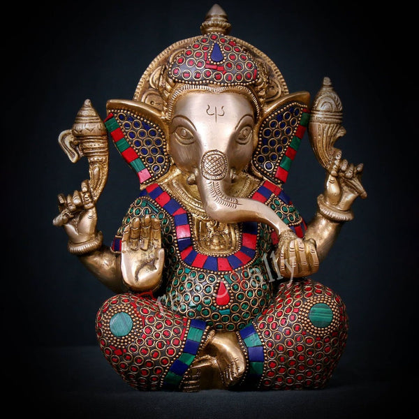 Brass Ganesha Statue - Hindu God Ganesh Idol for Home Decor