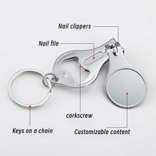 Personalized 4 in 1 Multi Function Nail Clipper with Bottle Opener, Sliver, Multitool