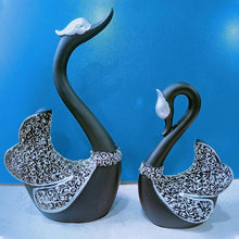 Swan Pair Showpiece Duck Statue Figurine(Black)