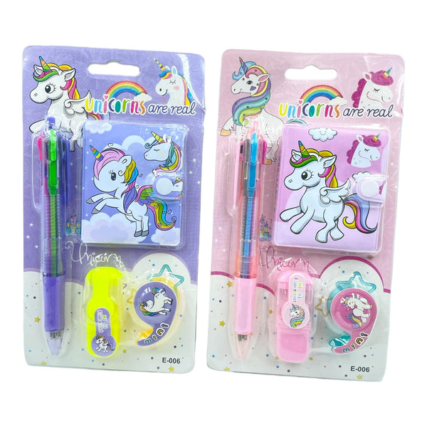 Unicorn Printed Mini Pocket Button Diary with Small Pen for Kids - 4 in 1 Return Gift | 2 Pc (Assorted Color)