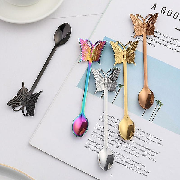 Butterfly Rainbow Stainless Steel Spoon Set of 4 - Stainless Steel