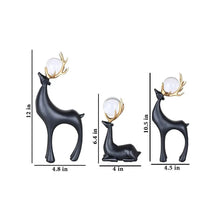 Gorgeous Black & Gold Polyresin Swamp Deer Figurine Adorned with Decorative Crystal Balls