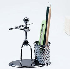 Metal Pen Pencil Holder showing musician playing flute Showpieces