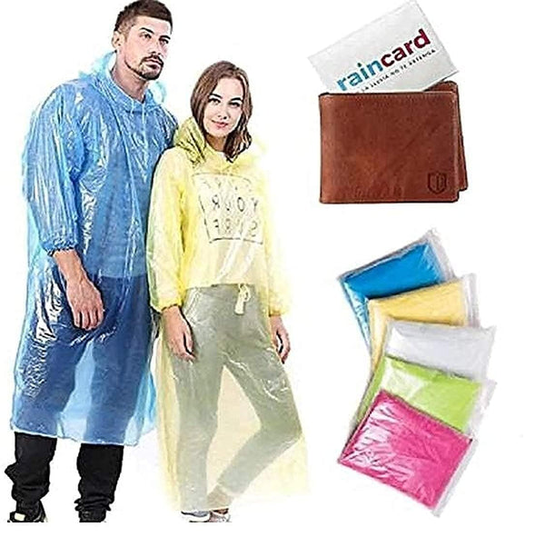 Rain Card Unisex Disposable Pocket Size Easy to Carry Digi Raincoat (Pack of 5)