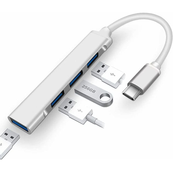 Type C to 4-Port USB 3.0 Hub – Compatible with MacBook Air/Pro, Surface, Laptop